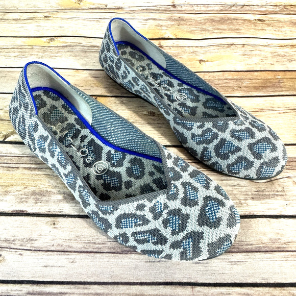 Rothy’s Shoes - Rothys Womens Gray Blue Leopard Round Toe Flat Casaul Comfort Shoes Size 8.5